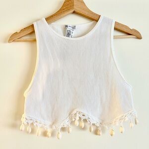ZARA shell crop top white